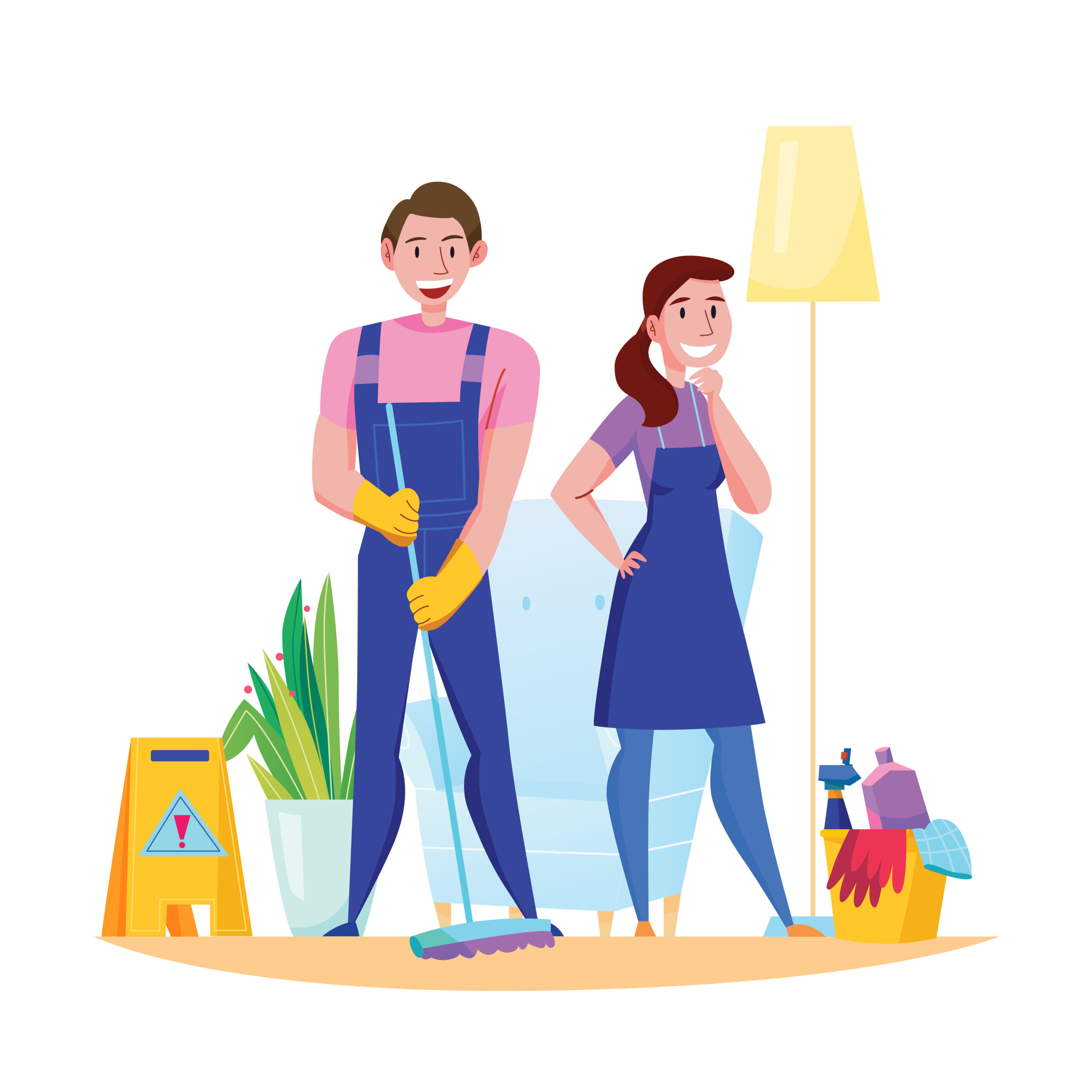 Cleaning Service Flat Composition